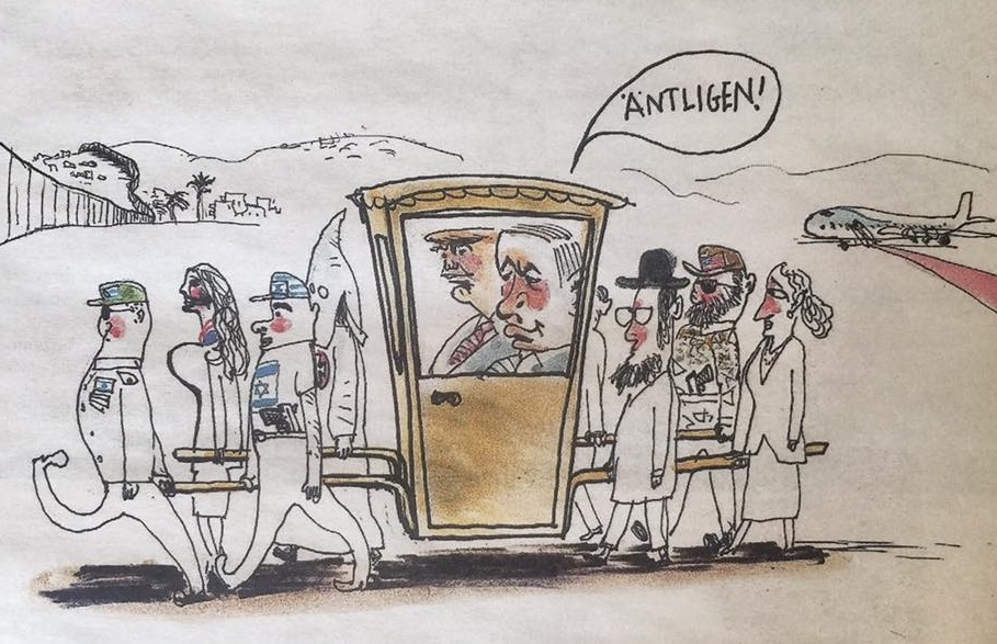 A Dagens Nyheter svéd napilap antiszemita karikatúrája fotó: stoppabojkott.se