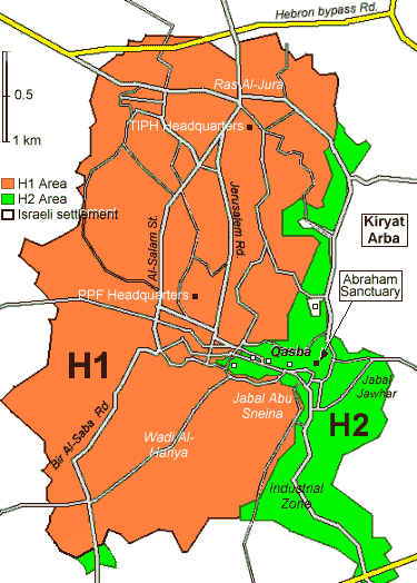 Kirjat Arba és Hebron térképe