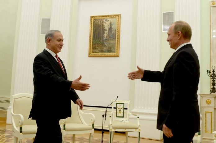 Fotó: Kobi Gideon / GPO benjamin netanjahu vlagyimir putyin moszkva oroszorszag