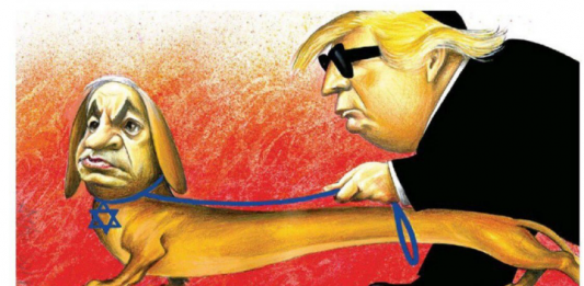 Trump-Netanjahu kutya karikatura