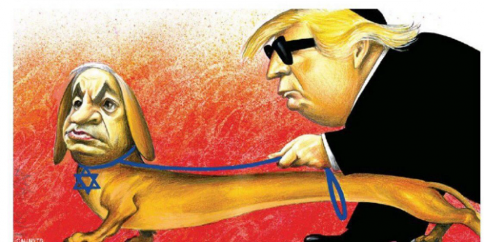 Trump-Netanjahu kutya karikatura