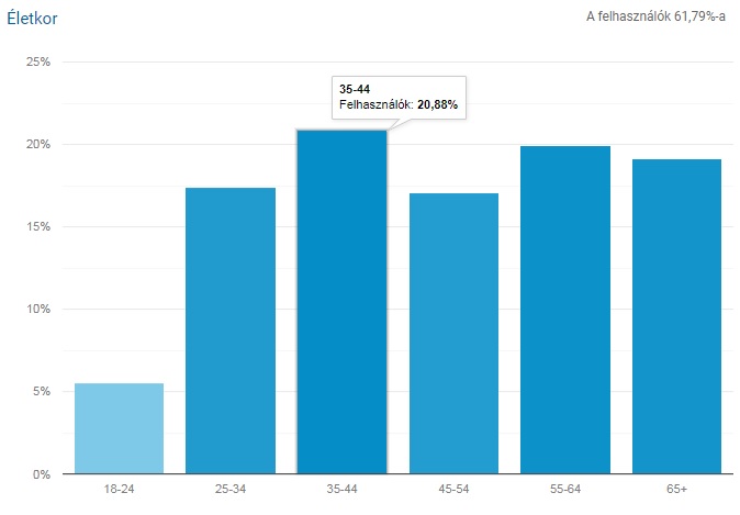 Izraelinfo felhasználók életkor szerinti megoszlása - fotó: Google Analytics
