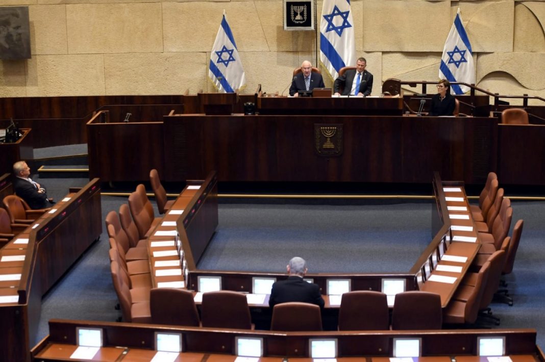 Netanjahu és Ganz a Kneszet eskütételi ünnepségén - fotó: Haim Zach / GPO
