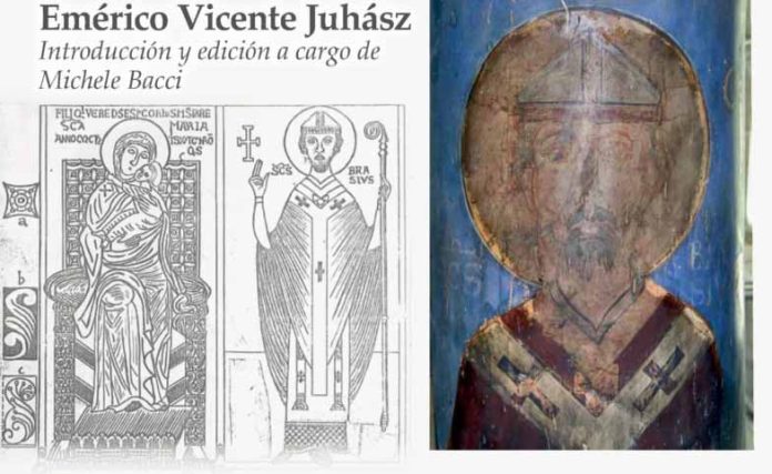 Juhász Vince rajza a kiadványban az oszlopok freskóiról - fotó: edizioniterrasanta