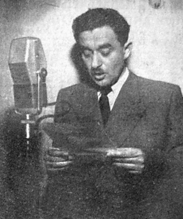 Márton Lajos a rádió magyar nyelvű adásában, Hatikva, 1952. május 16. – Fotó: Jeruzsálemi Nemzeti Könyvtár